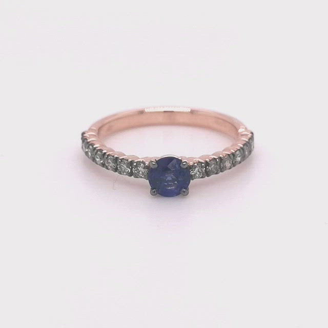 Rosegold Ring blauem Saphir